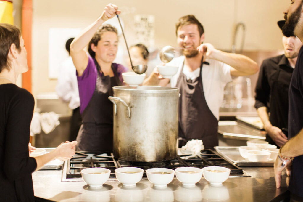 serving soups at Forage Kitchen